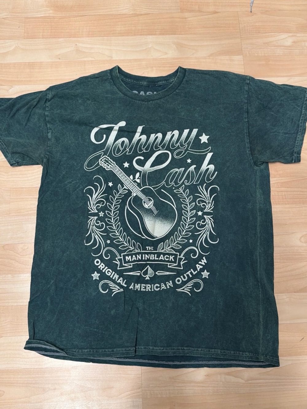 LG Black Wash Johnny Cash Graphic Tee with White Print